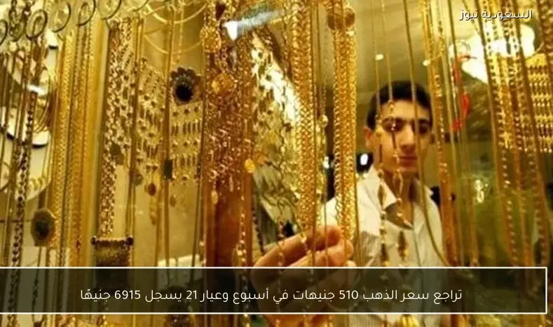 تراجع سعر الذهب 510 جنيهات في أسبوع وعيار 21 يسجل 6915 جنيهًا